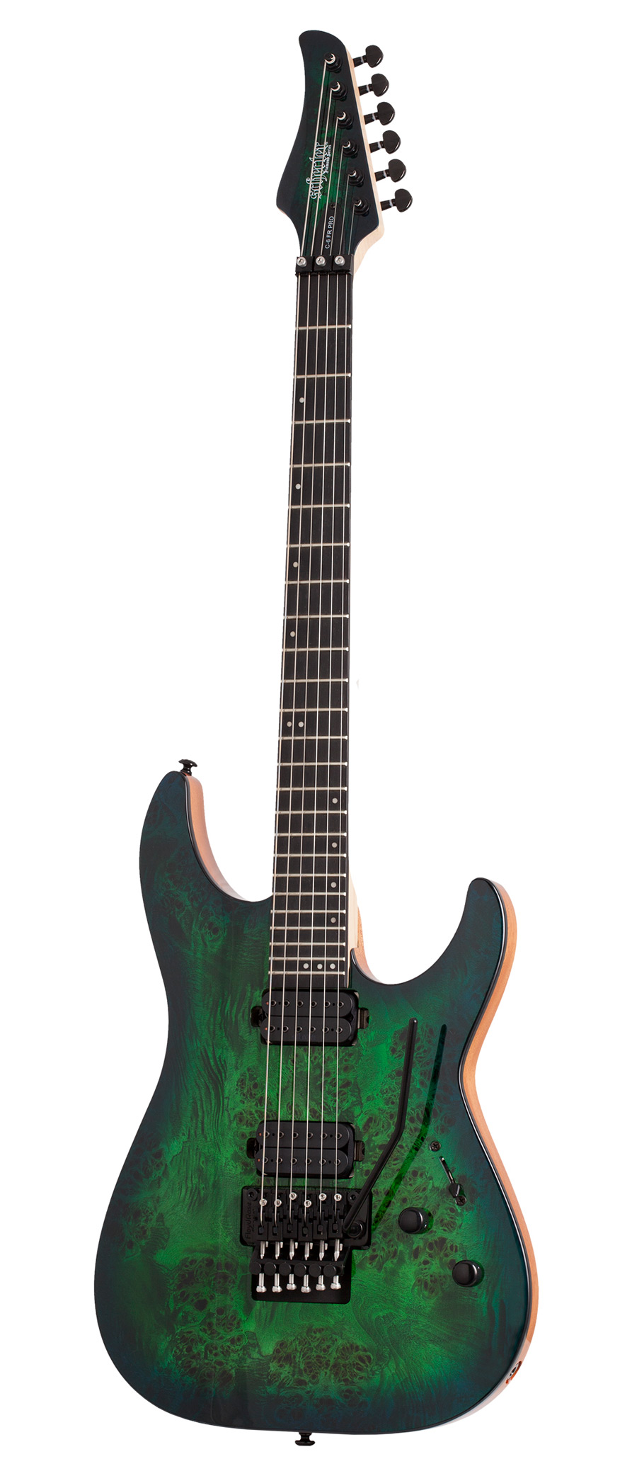 An image of Schecter C-6 FR Pro Electric Guitar in Aqua Burst with Floyd Rose | PMT Online