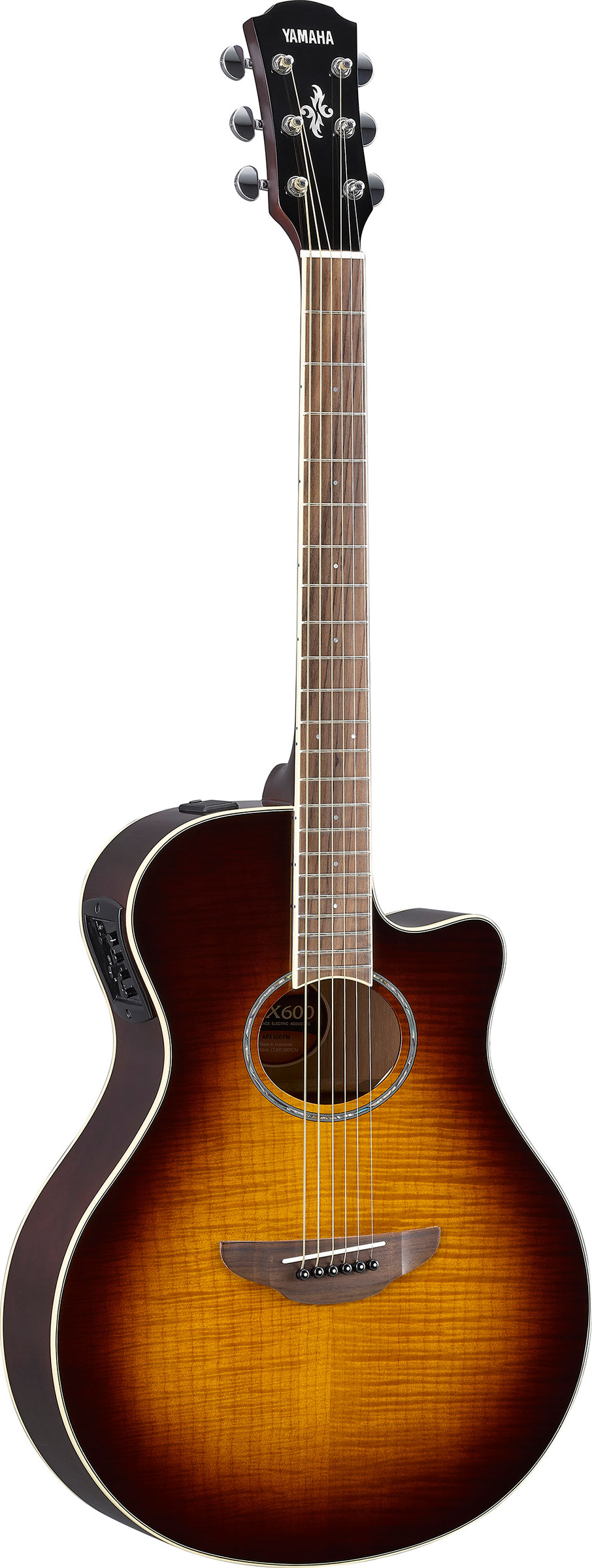 An image of B-Stock Yamaha APX600 Flame Maple Top Tobacco Brown Sunburst | PMT Online