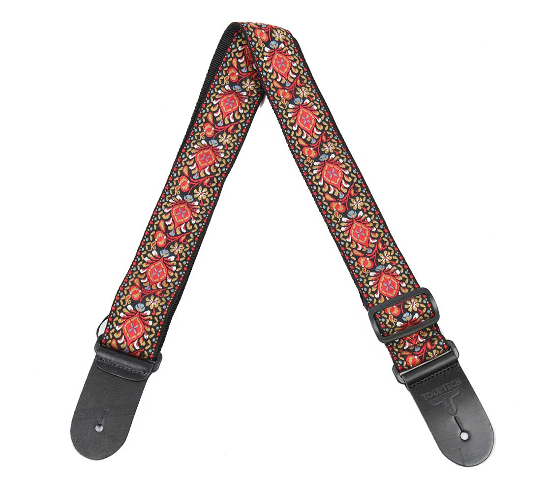 An image of TOURTECH Cotton Guitar Strap, Red - Gift for a Guitarist | PMT Online