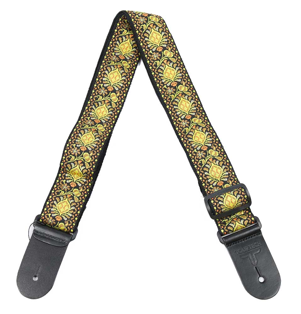 An image of TOURTECH Cotton Guitar Strap, Yellow - Gift for a Guitarist | PMT Online