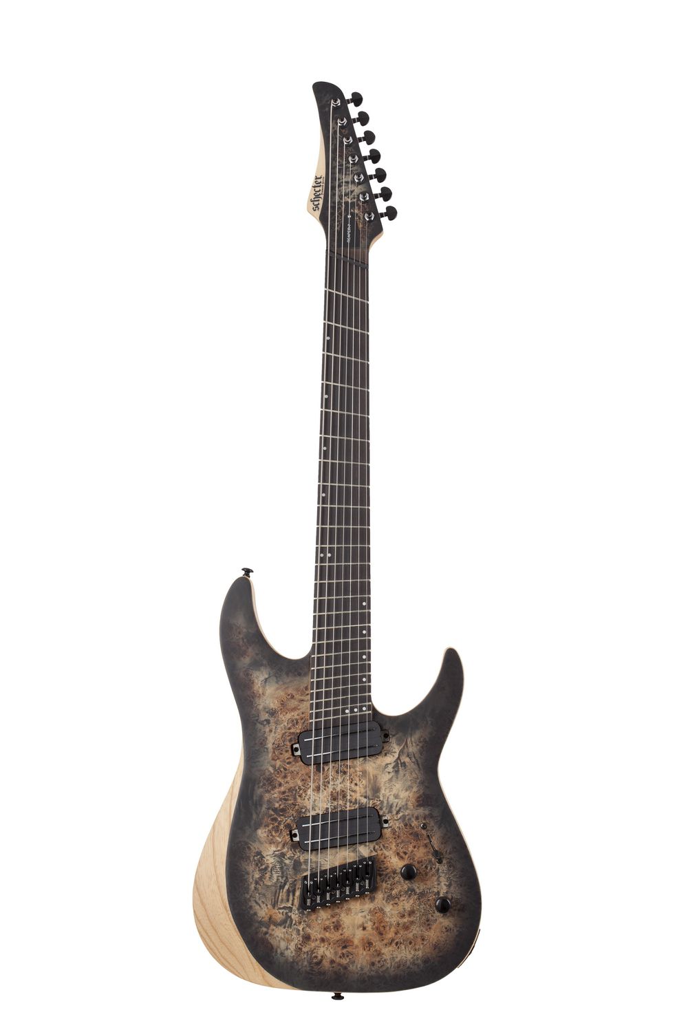 An image of Schecter Reaper-7 Multi-Scale Charcoal Burst 7 String Guitar | PMT Online