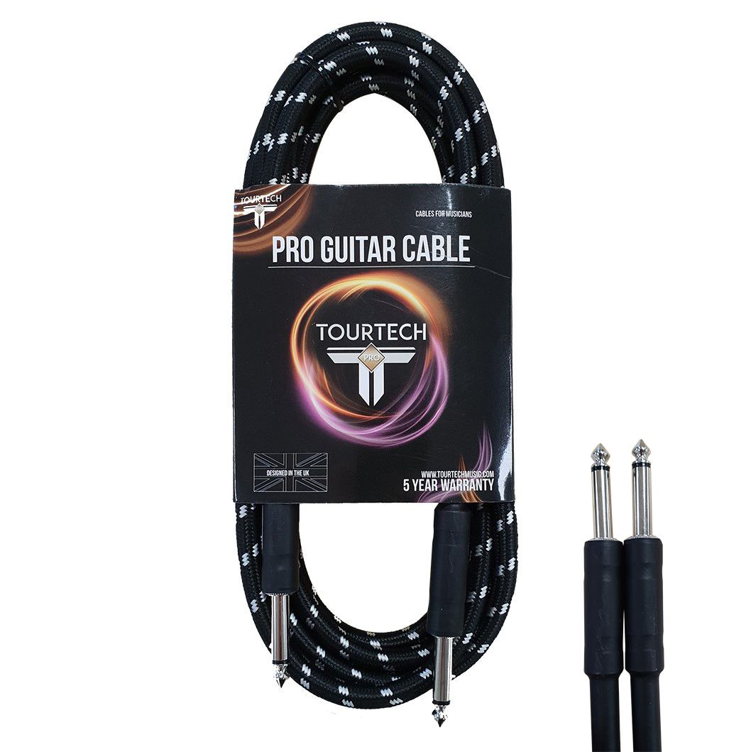 An image of TOURTECH Pro Straight Guitar Cable, 3m, Black & Grey - Gift for a Guitarist | PM...