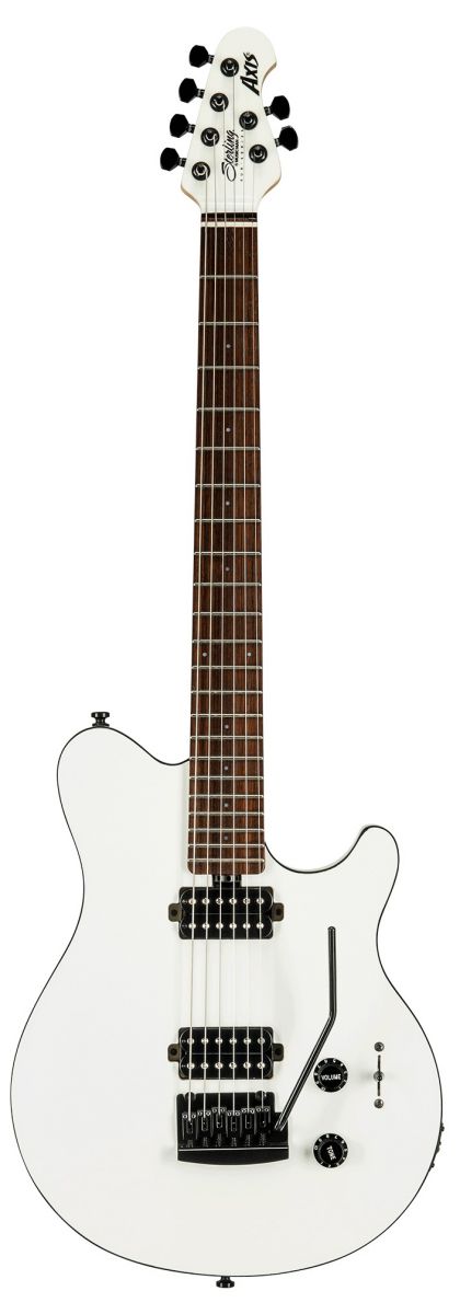 An image of Sterling by Music Man S.U.B Axis White Electric Guitar