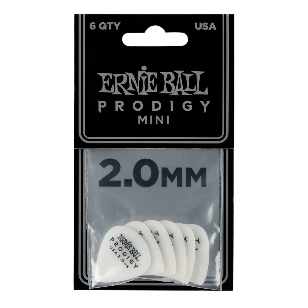 An image of Ernie Ball Prodigy Mini 2.0mm Guitar Picks (6 Pack) | PMT Online