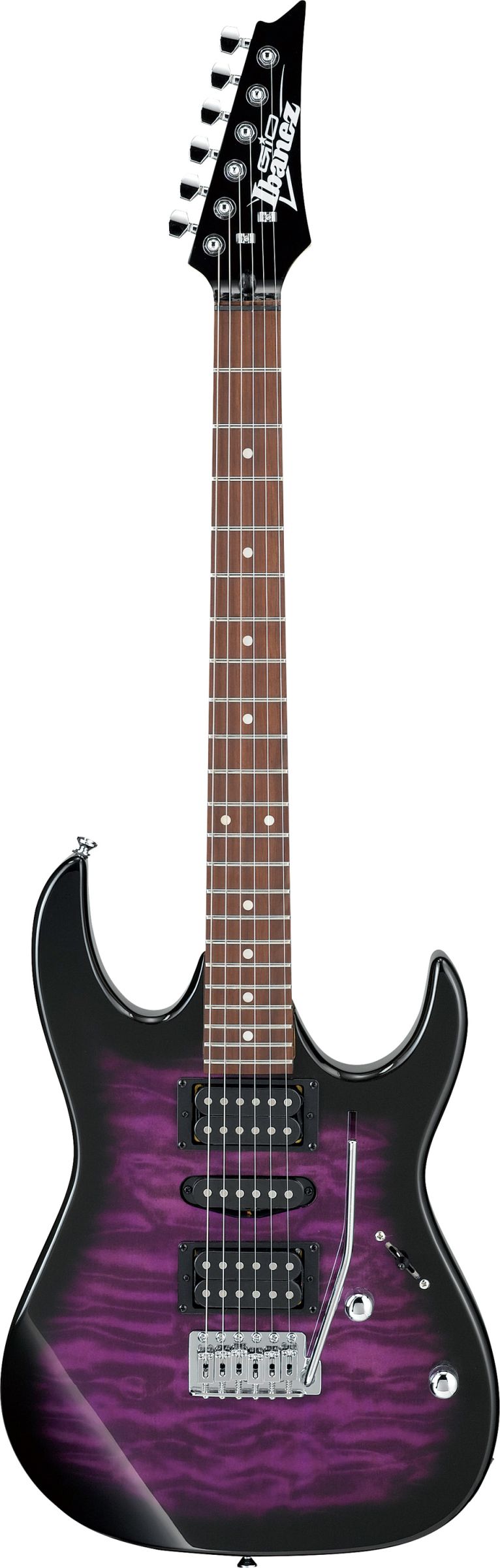 An image of Ibanez GRX70QA Electric Guitar Transparent Violet Sunburst