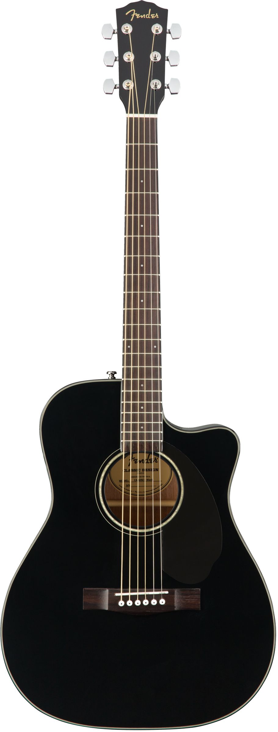 An image of Fender CC-60SCE Concert Electro-Acoustic Guitar, Black | PMT Online