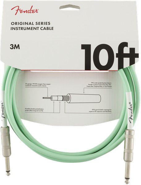 An image of Fender Original Instrument Cable 10ft, Surf Green - Gift for a Guitarist | PMT O...