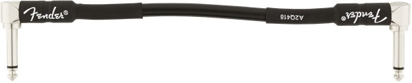 An image of Fender Professional Instrument Cable w Angled Jacks, 6", Black - Gift for a Guit...