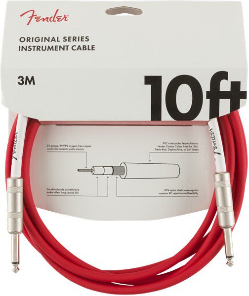 An image of Fender Original Instrument Cable 10ft, Fiesta Red - Gift for a Guitarist | PMT O...