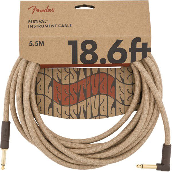 An image of Fender 18.6' Angled Festival Cable, Pure Hemp Natural | PMT Online