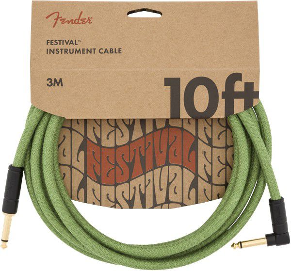 An image of Fender 10' Angled Festival Cable, Pure Hemp Green | PMT Online
