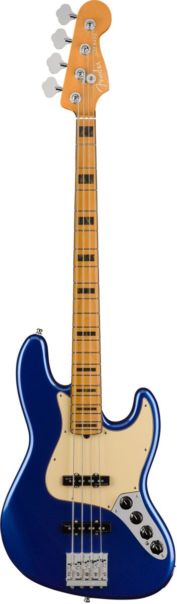 An image of Fender American Ultra Jazz Bass Guitar, MN, Cobra Blue | PMT Online