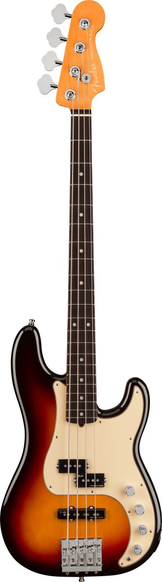 An image of Fender American Ultra Precision Bass Guitar, RW, Ultraburst