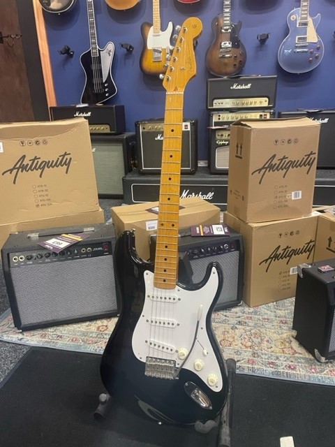 An image of Pre-Owned Fender Stratocaster Crafted In Japan, Black (047293) | PMT Online