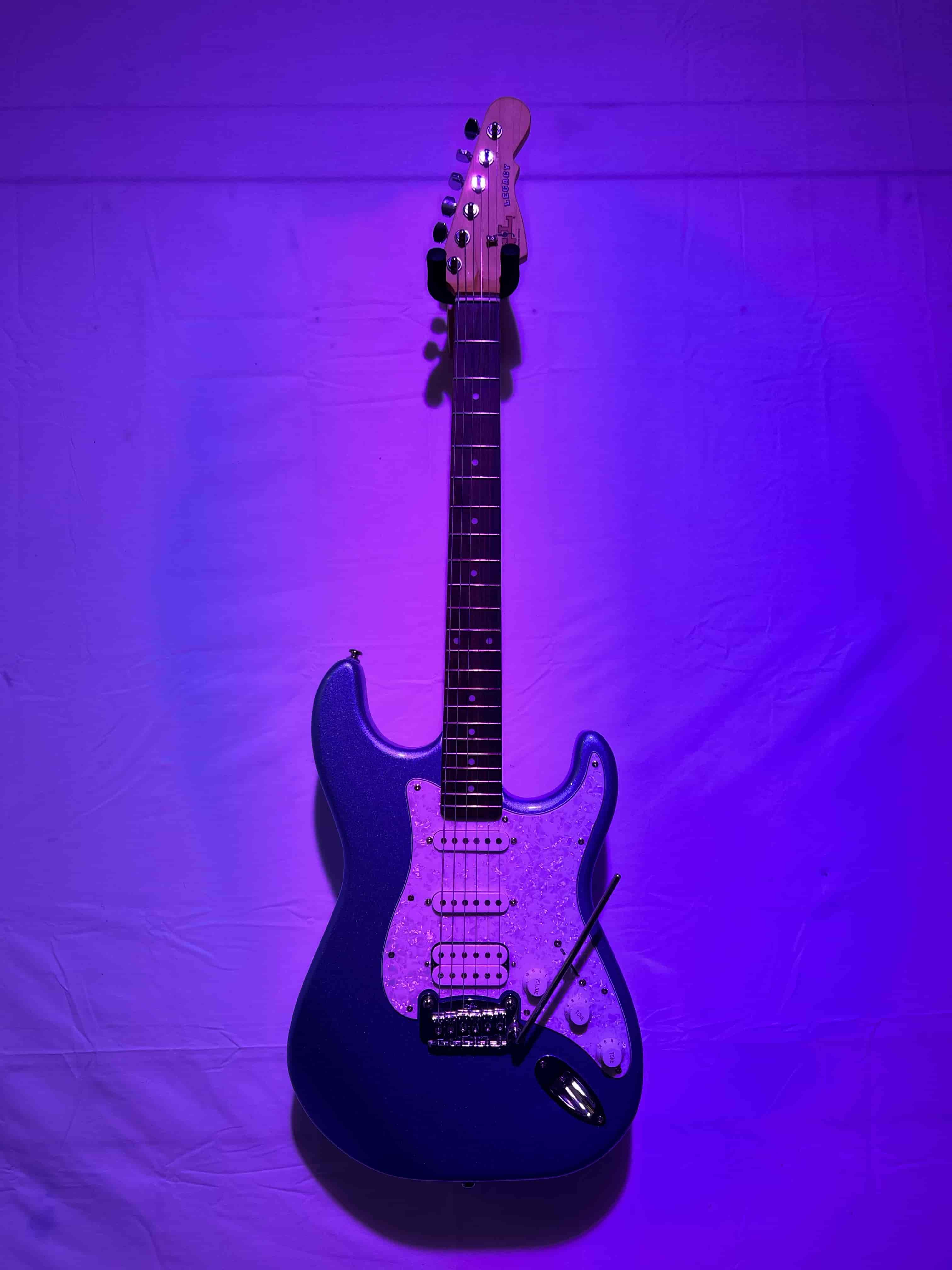 An image of Pre-Owned G&L Tribute Series Legacy HSS Electric Guitar, Lake Placid Blue | PMT ...