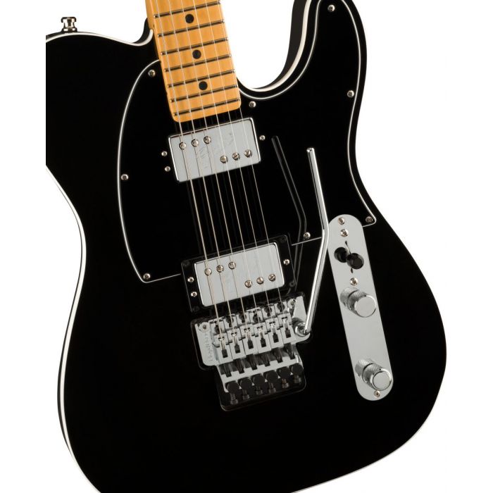 Fender American Ultra Luxe Telecaster Floyd Rose HH MN, Mystic Black Body Front View
