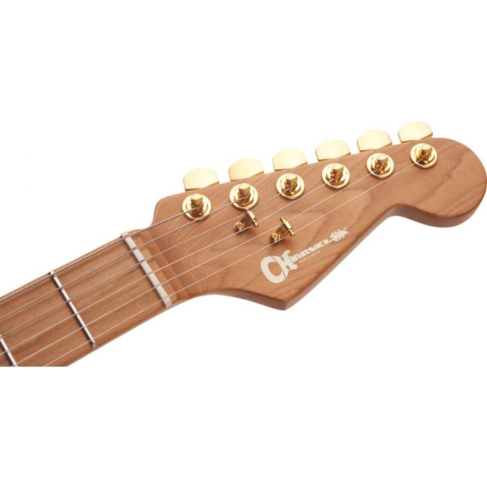 Headstock View with Gold Hardware and Charvel Logo
