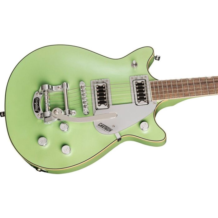 Gretsch G5232T Electromatic Double Jet FT with Bigsby IL Broadway Jade, angled view