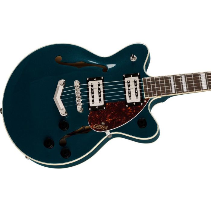 Gretsch G2655 Streamliner Ctr Block Jr Double Cut with V Stoptail IL Midnight Sapphire, angled view