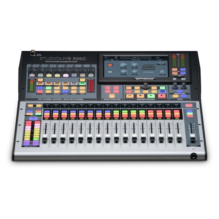 Angled front view of the Presonus StudioLive 32SC Mixing Desk