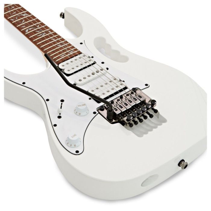 Ibanez JEMJRL Left Handed Electric Guitar, White body closeup