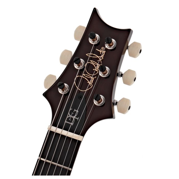 Headstock view of the PRS DGT McCarty Tobacco Sunburst