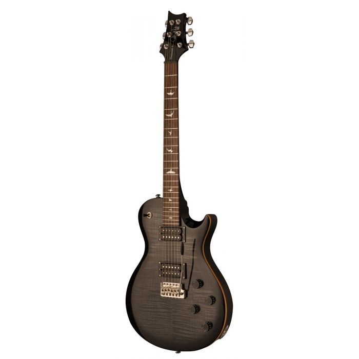 Front right angled view of a PRS SE Tremonti Electric Guitar, Charcoal Burs