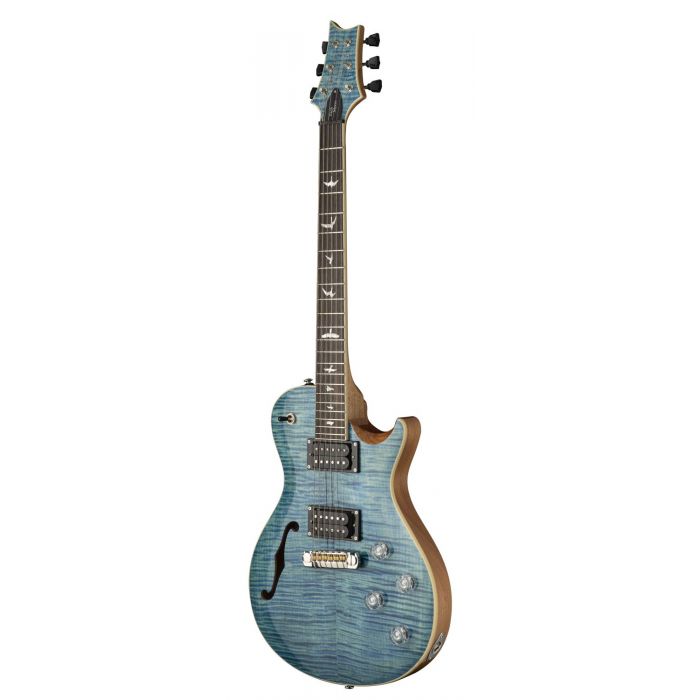 Front angled view of a PRS SE Zach Myers Electric Guitar, Myers Blue