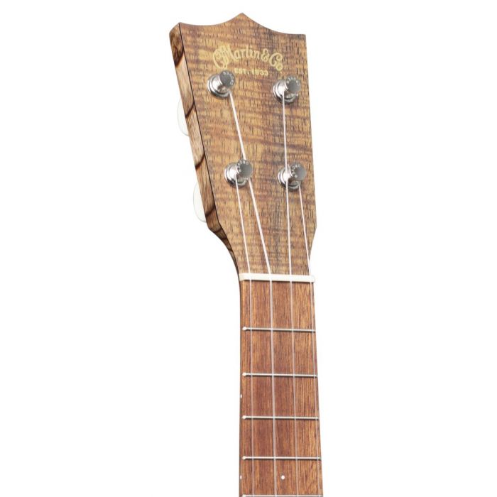 Front view of the headstock on a Martin 0XK Highly Koa HPL Concert Ukulele