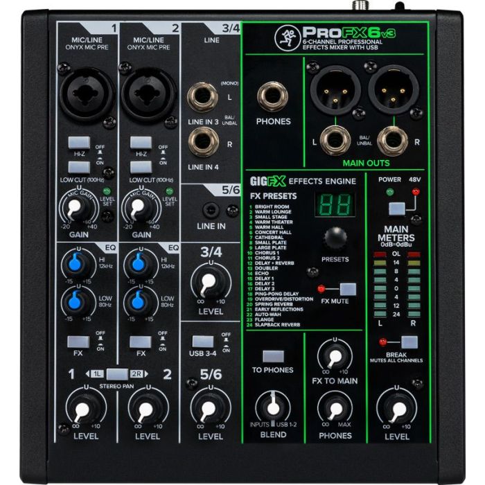Mackie ProFX6v3 6-Channel Professional USB Mixer front