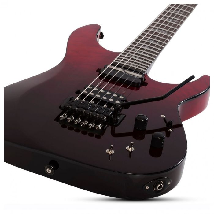 Angled body view of the Schecter Reaper-6 Elite FR-S, Bloodburst