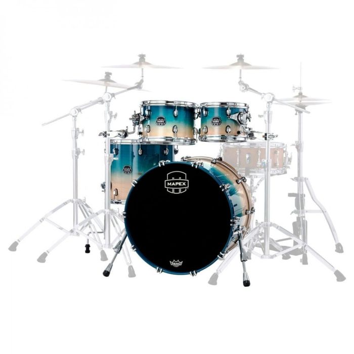 front view mapex saturn 4 piece shell pack aqua fade