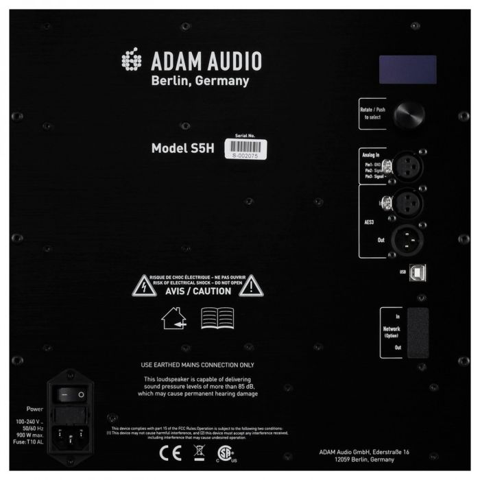 Close up view of the Adam Audio S5H Active Main Studio Monitor