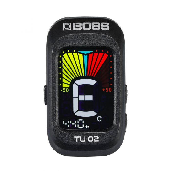 Front view of the Boss TU-02 Clip On Tuner