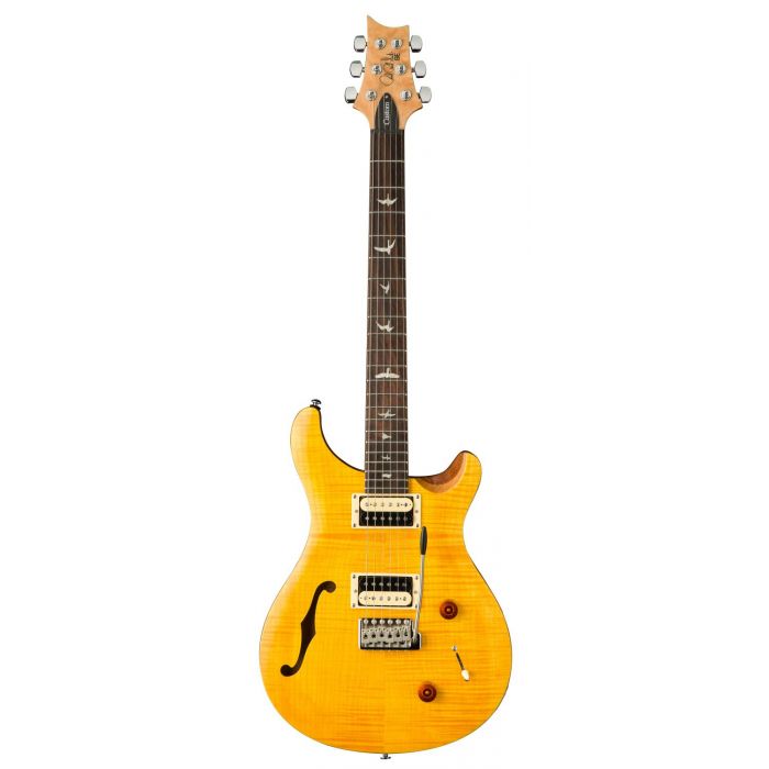 PRS SE Custom 22 Semi-Hollow Electric Guitar, Santana Yellow front view