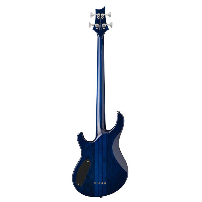 Rear view of a PRS SE Kingfisher Bass Guitar, Faded Blue Wrap Around Burst
