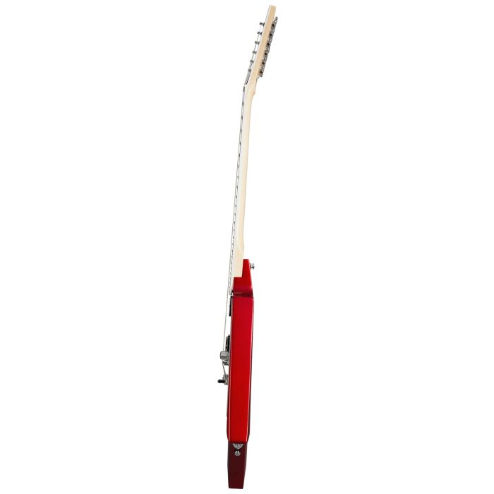 Side-on view of a Kramer Charlie Parra Vanguard Outfit Electric Guitar, Candy Red