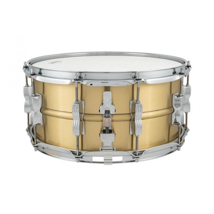 Side view of the Ludwig Acro Brass Snare Drum