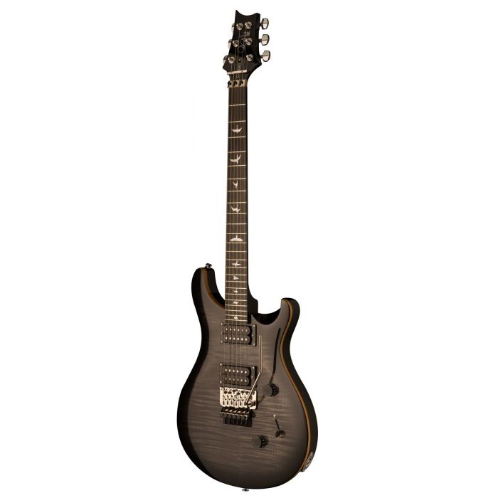 Right angled view of a PRS SE Custom 24 Floyd Electric Guitar, Charcoal Burst