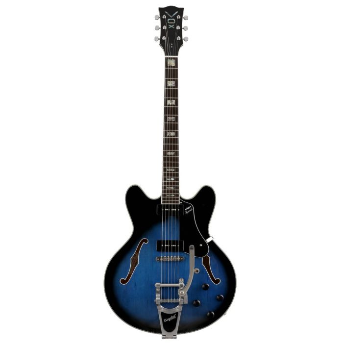 Vox Bobcat V90 Semi Hollow Guitar with Bigsby in Sapphire Blue Front