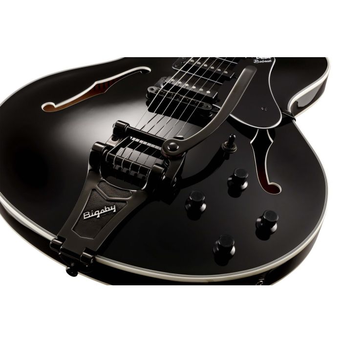 Vox Bobcat S66 Semi Hollow Guitar with Bigsby in Jet Black Detail Angle