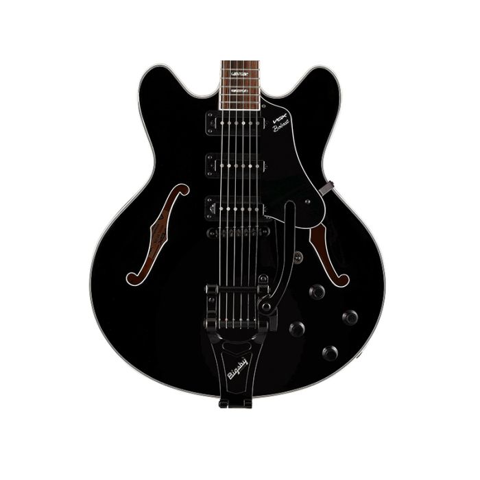 Vox Bobcat S66 Semi Hollow Guitar with Bigsby in Jet Black Detail Zoom