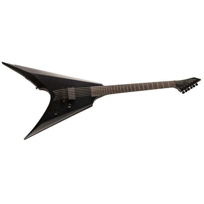 Right angled view of a ESP LTD Arrow NT Black Metal Electric Guitar, Black Satin