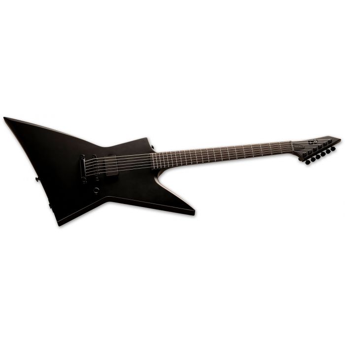 Right angled view of an ESP LTD EX-BLACK METAL Electric Guitar, Black Satin