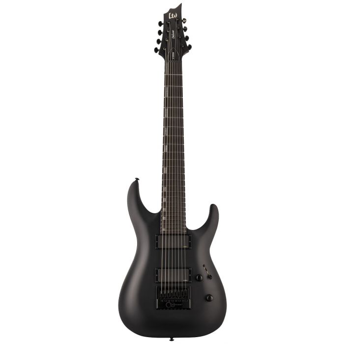 ESP LTD H-1008 Baritone Evertune Guitar, Black Satin front view