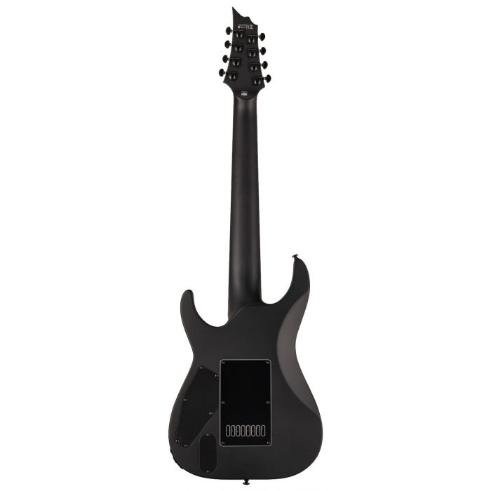 Rear view of a ESP LTD H-1008 Baritone Evertune Guitar, Black Satin