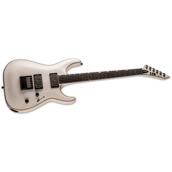 Right angled view of an ESP LTD MH-1000 Evertune Electric Guitar Snow White