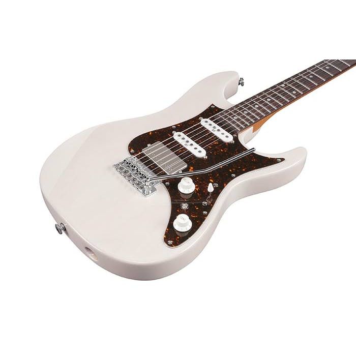 Ibanez AZ2204N-AWD Prestige Electric Guitar in Antique White Blonde Side Angle