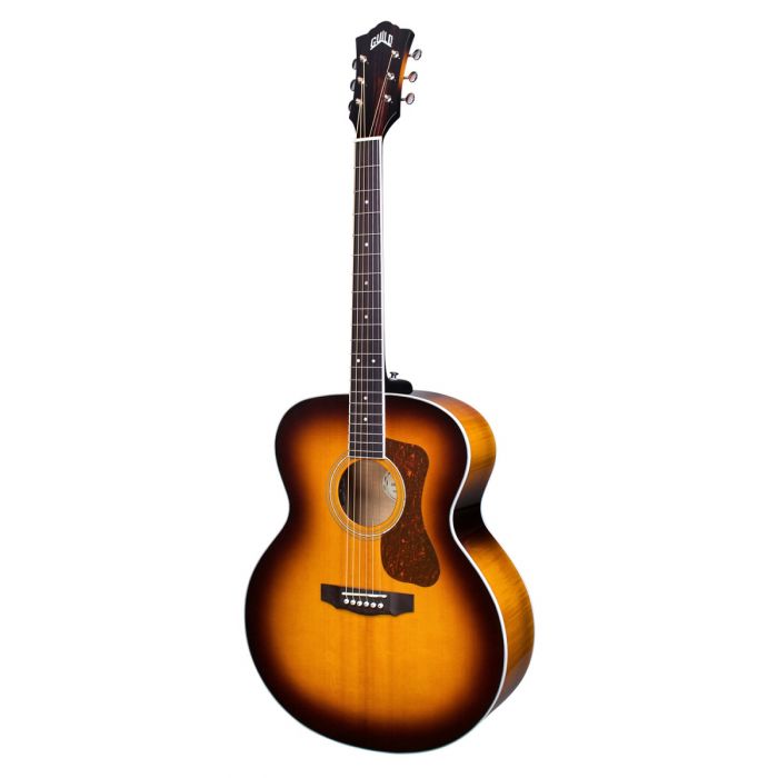 Guild F-250E Deluxe Maple Antique Burst Gloss Electro Acoustic Front Angle