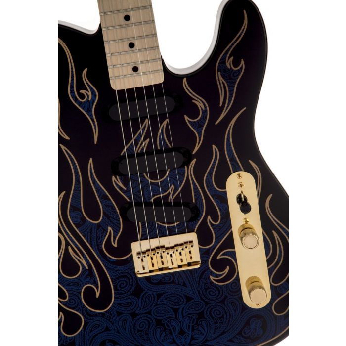Fender James Burton Telecaster MN, Blue Paisley Flames Front Zoom